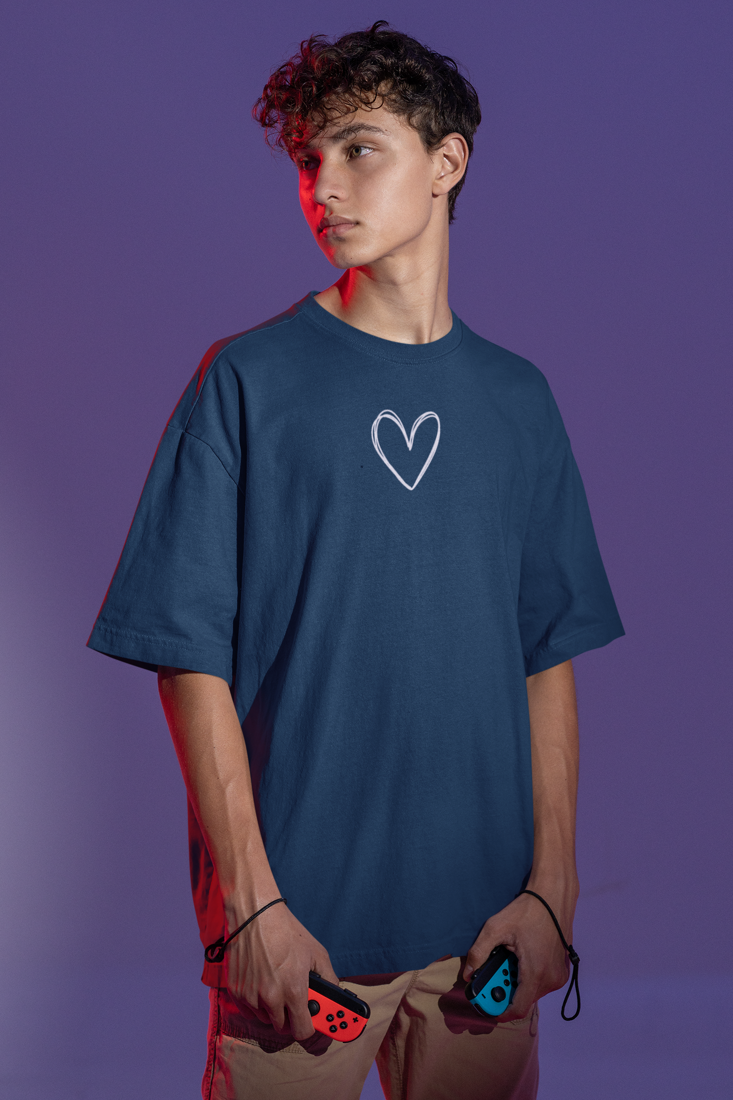 Heart Crop Top and Oversized T-Shirt