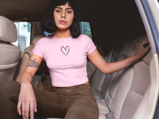 Heart Crop Top and Oversized T-Shirt
